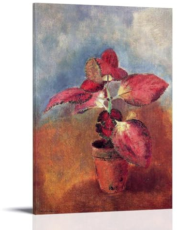XuXueCC Odilon Redon Wandkunstdrucke, Gemälde, Poster, Begonie im Topf, Wandkunst, Bild, Gemälde, Leinwanddrucke, Kunstwerke, Schlafzimmer, Wohnzimmer, Dekorrahmen, 50 x 75 cm
