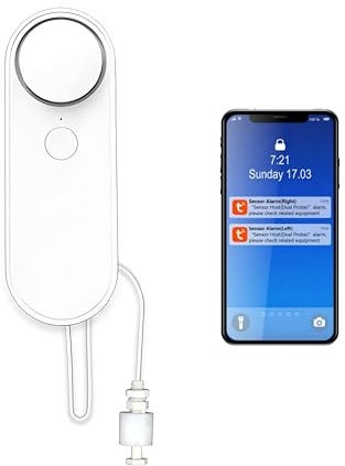 Lancoon WiFi Wasserstandsdetektor Tuya Smart Sensor Alarm Laute Lautstärke APP Alert Überwachung mit 2 Meter Detektionslinie für Schwimmbad Fisch Tank Aquarium