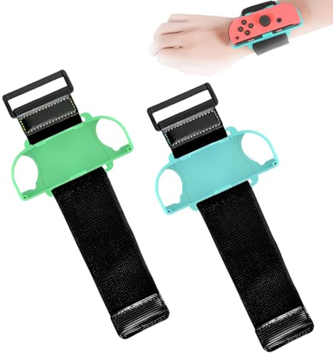 KEWUF 2 PCS Armbänder für Just Dance Switch 2025 2024 2023 2022 2021 für Zumba Burn It Up - Verstellbarer Elastischer Armband für Nintendo Switch/Switch OLED, Bänder für Erwachsene und Kinder