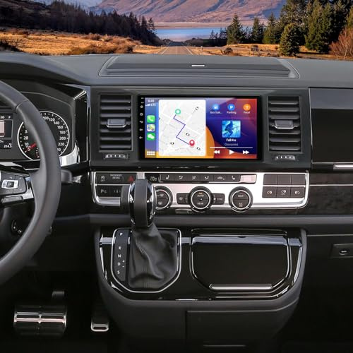 4+64G Android 14 Doppel Din Radio für VW T6 Transporter Multivan 2016-2022 Autoradio mit Wireless Carplay & Android Auto Mit Bildschirm 9 Zoll mit Bluetooth GPS FM RDS WiFi SWC DSP/EQ+Rückfahrkamera