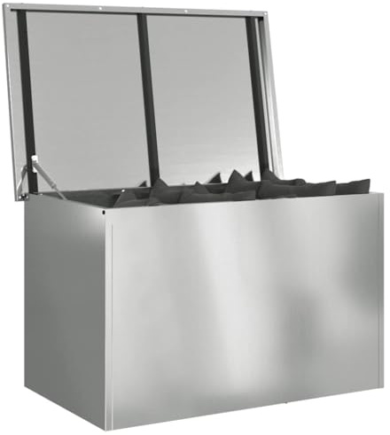 vidaXL Cassa per Cuscini da Giardino Acciaio 80 x 50,5 x 50 cm 175 L, Soluzione di stoccaggio per Giardino e terrazzo, Box Resistente, Organizer in Metallo, armadietto Rettangolare