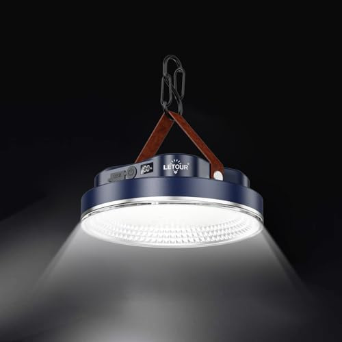 LETOUR Camping Lantern Rechargeable 2000LM Camping Lights for Tent 5200mAh Solar Ultra Bright LED with 4 Modes & Magnetic IPX5 Waterproof Lantern for Power Outages, Hiking, Emergency