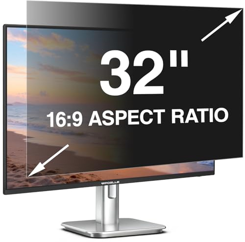 Pozlle 32 Inch Computer Privacy Screen Filter for 32 16:9 Monitor | 708 x 398 mm, Anti Spy, Anti Glare, Blue Light Blocking, PC Protector Film, Removable Screen Privacy Shield
