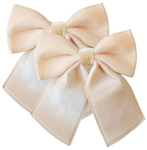 2 fiocchi di Natale, 25,4 cm, eleganti fiocchi in velluto preformati per albero di Natale, ghirlande, festoni, scale, camino, beige