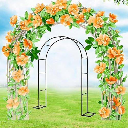 Pabellón de jardín negro para plantas trepadoras y rosas, para uso en interiores y exteriores, enrejado de patio trasero (1,2 m de ancho x 2,2 m) soporte duradero para decoración de jardín