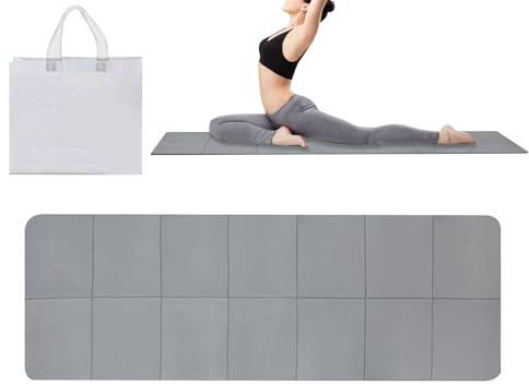 Ahuuen Tragbare Yogamatte - 6 mm Dicke Wasserdichte Trainingsmatte - Rutschfeste Faltbare Yogamatte Mit Aufbewahrungstasche,Für Fitnessstudio Zuhause Outdoor Picknick Training