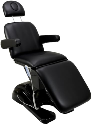 CLP Kosmetikliege elektrisch Penta, höhenverstellbar mit 4 Motoren, Armlehne & Gesichtsöffnung, Massage und Tattoo Liege mit 200 kg Tragkraft, Farbe:schwarz