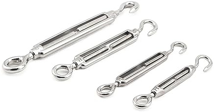 Stainless Steel Turnbuckles, 1pcs 304 Stainless Steel Double Eye/Double Hook/Hook & Eye Turnbuckle(Hook and Eye,M10)