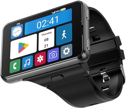 Generico KR-989 4G Internet GPS Smartwatch 4GB 64GB Android 11.0 2.88 Grande schermo 800W + 200w doppia fotocamera Google Play SIM Card Orologio sportivo per uomini (nero)