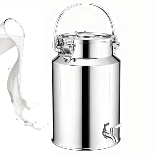YLKJCE bidon INOX pour Huile d Olive 3/5/10/15 litres avec Robinet, bidon INOX De Transport De Lait De Ferme Bidon De Baratte(Capacity,5 Liter)