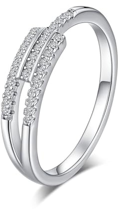 Freundschaftsringe Freundinnen, Freundschaftsringe Damen Geometrisch mit Moissanit Silber Platin 950 Größe 54 (17.2)