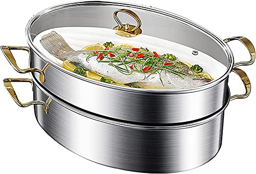 Pentola a vapore in acciaio inox, Pentola a vapore in bracconiere, Forma ellittica, Pentola per pesce al vapore, Zuppa bollente, Speciale per cottura a induzione