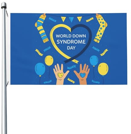 Flagge zum Welt-Down-Syndrom-Tag, doppelseitig, für den Außenbereich, Gartenflagge mit Messingösen, 3 x 5 Fuß