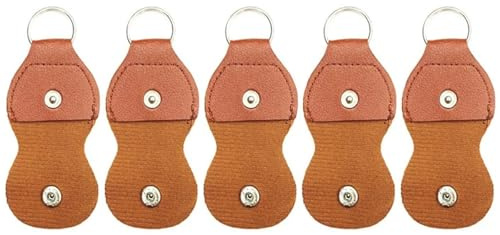 Nyckelring med plektrumhållare, Guitar Pick Bag 35ST PU Läder Flerfärgad Förvaringshållare Väskor Tillbehör(Brown)