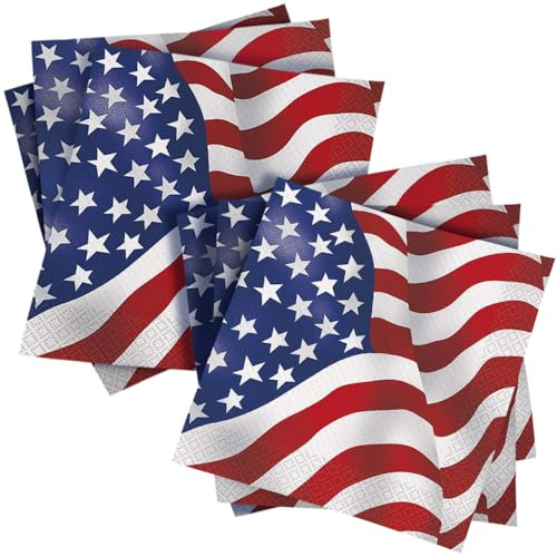Papierservietten - 16,5 cm - US-Flagge - Packung mit 16 Stück