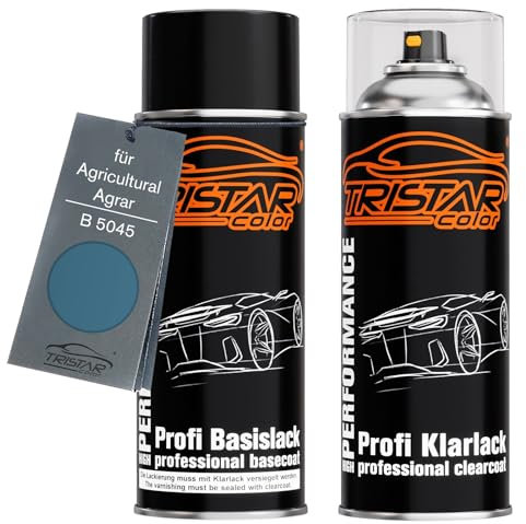 TRISTARcolor Autolack Spraydosen Set für Agricultural/Agrar B 5045 Staub Light Blue Basislack Klarlack Sprühdose 400ml