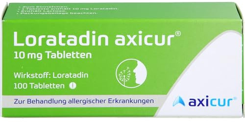 Loratadin axicur, 10 mg, Tabletten, für Allergien und Heuschnupfen, 100 St | Allergien und Heuschnupfen, Loratadin, 10 mg, Tabletten, Packungsgröße: 100 St