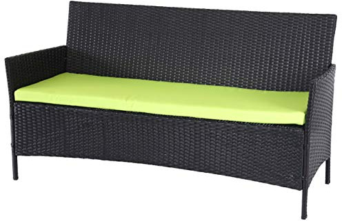 Mendler 3-Sitzer Sitzbank Halden - anthrazit, Kissen grün | Gartenbank, Poly-Rattan