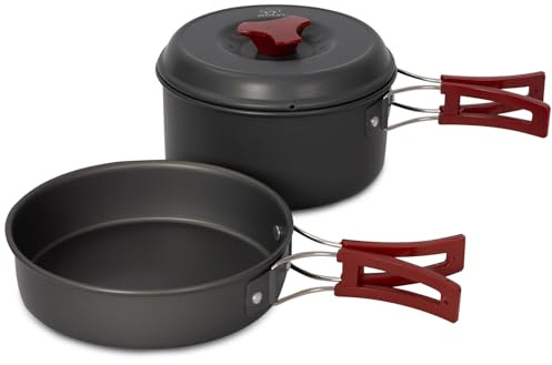 Bulin 8-teiliges Camping-Kochgeschirr-Set, leichtes Aluminium-Kochgeschirr-Set, Backpacking, Kochset für Camping, Familie, Wandern, Camping, Töpfe und Pfannen