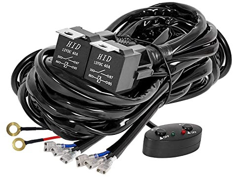 YUGAUNG Update Version LED Barre Faisceau Câble 3M 480W 14AWG 3 Fils Câblage Etanche Faisceau Avec Relais et Interrupteur Universel pour Voiture SUV ATV Camion 1 Câble Contrôler 2 Sets LED Barres