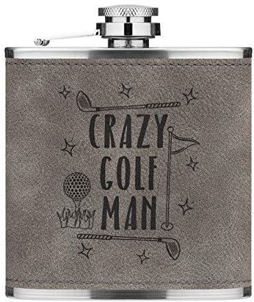 Crazy Golf Homme 6oz Cuir PU Hip Flasque Gris Luxe