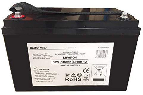 Ultramax 12V 100Ah Lithium LiFePO4 Battery for Small Medical Equipment & Portable Equipment