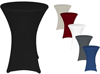 TexDeko® 2er-Set Stretch Stehtischhusse für Bistrotisch Ø 60-65 cm Schwarz | Öko-Tex Siegel strapazierfähig verstärkte Fußtaschen bügelfrei waschbar