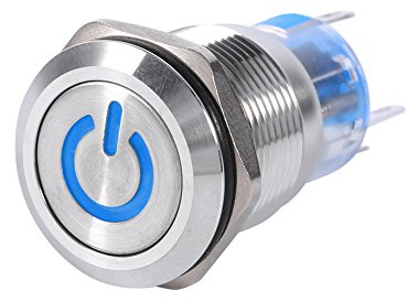 EVGATSAUTO Interruttore a Pulsante 19mm 12V Impermeabile in Acciaio Inox Autobloccante Interruttore di accensione a Pulsante Interruttore di accensione LED autobloccante Interruttori a levetta(Blu)