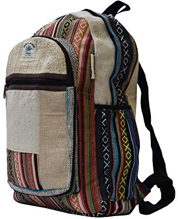Simandra Ethno Hanf Rucksack handgefertigt in Nepal mit vielen Fächern