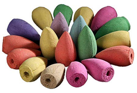 Cônes d'encens 80 pcs Encens Cone Bullet Encens Mixtes Cônes d'encens à Reflux Jasmin Lavande Bois de Santal osmanthus Rose pour Brûleur D'encens pour la Maison,Restaurant,Toilet