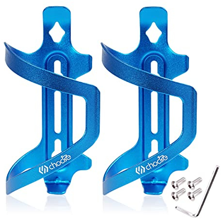 Chooee Bicycle Water Bottle Cage,Aluminum Bike Water Bottle Holder for Road Bikes Mountain Bikes 2-Pack Blue