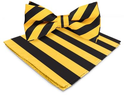 Vittorio Farina Set mit Fliege und Einstecktuch, goldfarben / schwarz, Einheitsgröße