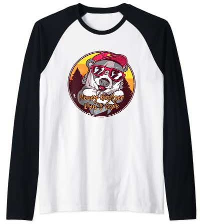 Tasso di miele divertente Tasso Vinateger Miele Tasso Maglia con Maniche Raglan