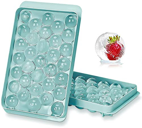 Molde para cubitos de hielo con tapa, ahorro de espacio y apilable, con certificación LFGB y sin BPA, fácil de quitar (1 paquete azul)