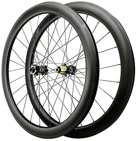 700c Rennrad Laufradsatz Carbon Fahrradfelge 24 Loch 29'' C/V Bremsscheibe Bremsräder Steckachsnabe Für 7/8/9/10/11/12 Speed Kassette 170, Schwarz