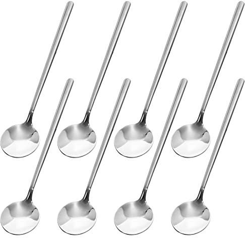 Cucharas de Café, Cucharas de Postre de Acero Inoxidable, 8 Piezas Redonda Cucharitas de Té para Hogar, Cocina, Restaurantes, Cuchara de Helado 13cm (Plata)