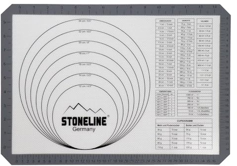 STONELINE® Backmatte, 42 x 29,5 cm, aus Silikon, mit Hilfslinien und Umrechnungstabellen internationaler Maßangaben