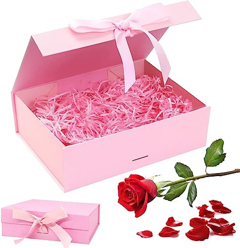 Geschenkverpackung Box 21 * 17 * 7cm Magnetische Geschenkbox Geschenkbox mit Deckel Rosa Geschenk Box Geburtstag für Hochzeiten Geburtstage Jubiläen - Rosa