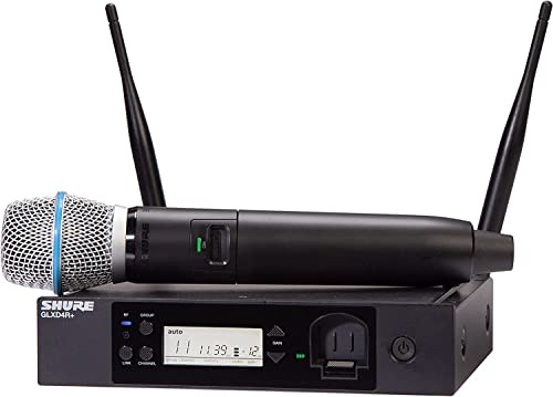 Shure GLXD24R+/B87A Système de microphone numérique sans fil double bande Pro pour église, karaoké, chant – Autonomie de la batterie de 12 heures, portée de 30,5 m | Microphone vocal portable BETA 587