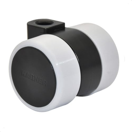 WAGNER Design Möbelrolle/Soft-Lenkrolle - LOGO - Durchmesser Ø 38 mm, Bauhöhe 40 mm, schwarz/grau, Tragkraft 70 kg - Made in Germany - 01024101