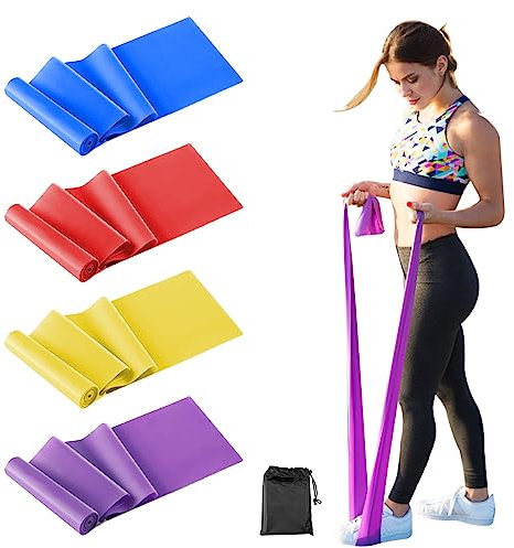 Cymbryxt 4 Pack Resistance Bands, 2M Exercise Band Resistance for Woman, Pull up Bands, Elastics Bands GYM, Fitness Stretchs Band, Physio Resistance Bands, Stretching Workout Training Band Flexibility