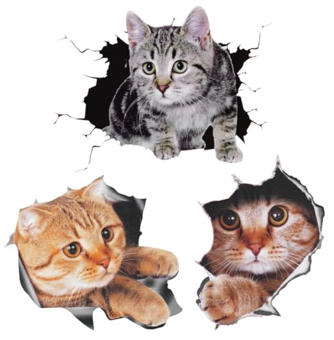 LEEQ Autocollant Voiture 3D - Stickers De Chat Mignon à Thème Animalier, Décoration De Voiture Personnalisée Pour Mur
