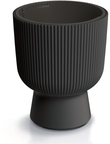 Blumentopf Blumenkübel Pflanzentopf Pflanzkübel DBMIG mit Einsatz Zylinderdesign Höhe 30,5 cm Gerillt Rippen-Design Übertopf Rillen Anthrazit ⌀ 23,9 cm