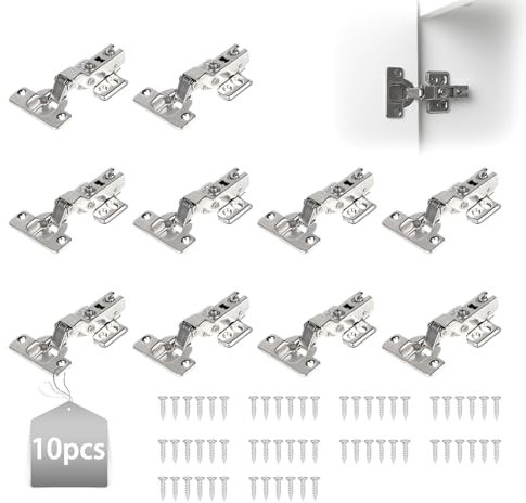LALAGO 10Pcs Cerniera per Mobili, 110 Grado Cerniera Ante di Armadio, Soft Close Cerniera Ammortizzata con Ammortizzatore, Cerniera per Ante senza Foro Incasso, Cerniere per Porte da Cucina e Armadi