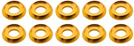 M5 Unterlegscheiben Aluminium Linsenkopfscheibe Gold 10 Stück - rcbay | für ISO7380 Linsenkopfschrauben