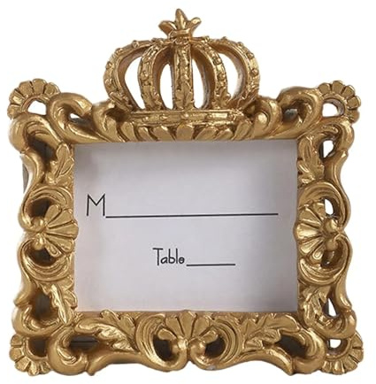 F Fityle Bilderrahmen aus Kunstharz mit Krone, Heimdekoration, Partygeschenke, Vintage-Bilderrahmen für den Schreibtisch, für Bar, Esstisch, Bücherregal im, Golden