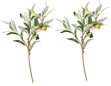ULDIGI 2pièces Décoration De Plantes Artificielles Rameaux Olivier Résistants pour Maison Bureau Décor Naturel