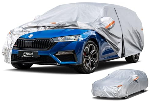 Kayme Kombi Autoplane Wasserdicht Atmungsaktiv für Skoda Octavia Combi Scout Combi Tour (1996-2025), 6 Schichten Vollgarage Autoabdeckung für Regen Sonne Staub Schutz, mit Reflektierenden Streifen.