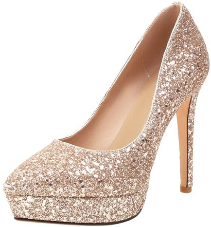 HSyc JRX Escarpins à talons hauts pour femme, avec paillettes, sexy, pour mariage, bal de fin d'année, fête, Stiletto