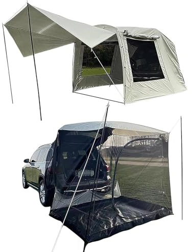 SUV-Autozelt – SUV-Heckklappen-Markise, Auto-Van-Markisenverlängerung SUV-Campingzelt, Tür-Heckklappenzelt, Autozelt-Sonnenschutz Mit Aufbewahrungstasche, Auto-Heckklappen-Befestigungszelt Für Camping